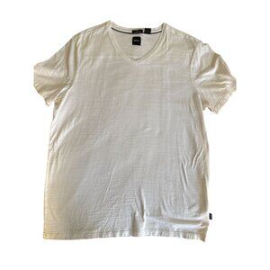 Boss White V-Neck T-Shirt Mens Size XXL 100% Cotton Lightweight Casual Wear Styl